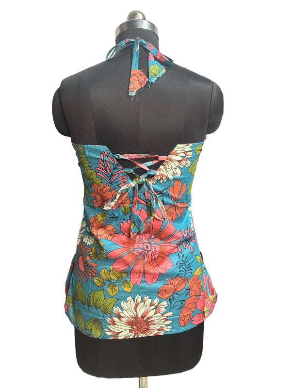 Halter neck Backless Teal Kurta