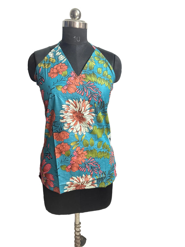 Halter neck Backless Teal Kurta